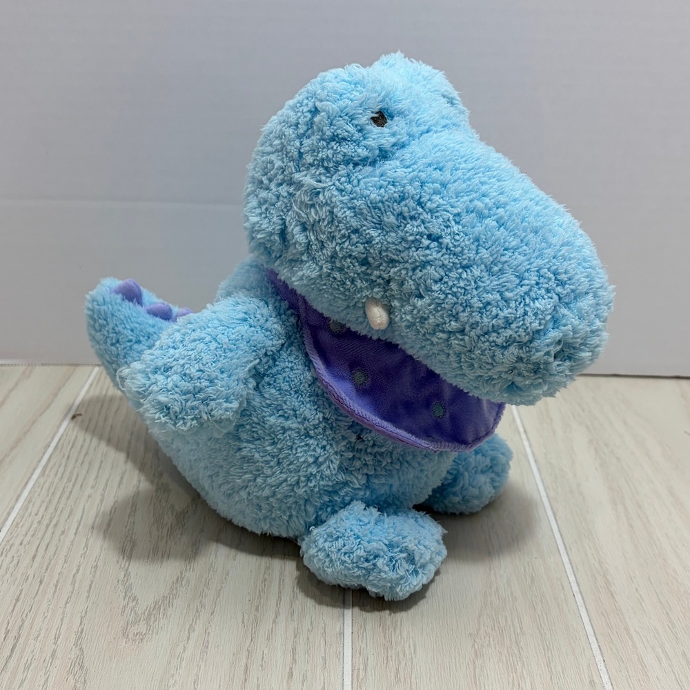 Hallmark Lil Toofers Dinosaur Plush Blue Stuffed Animal Purple Bib